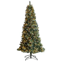 8ft. Pre-Lit Frosted British Columbia Mountain Pine Artificial Christmas Tree, Clear Lights
