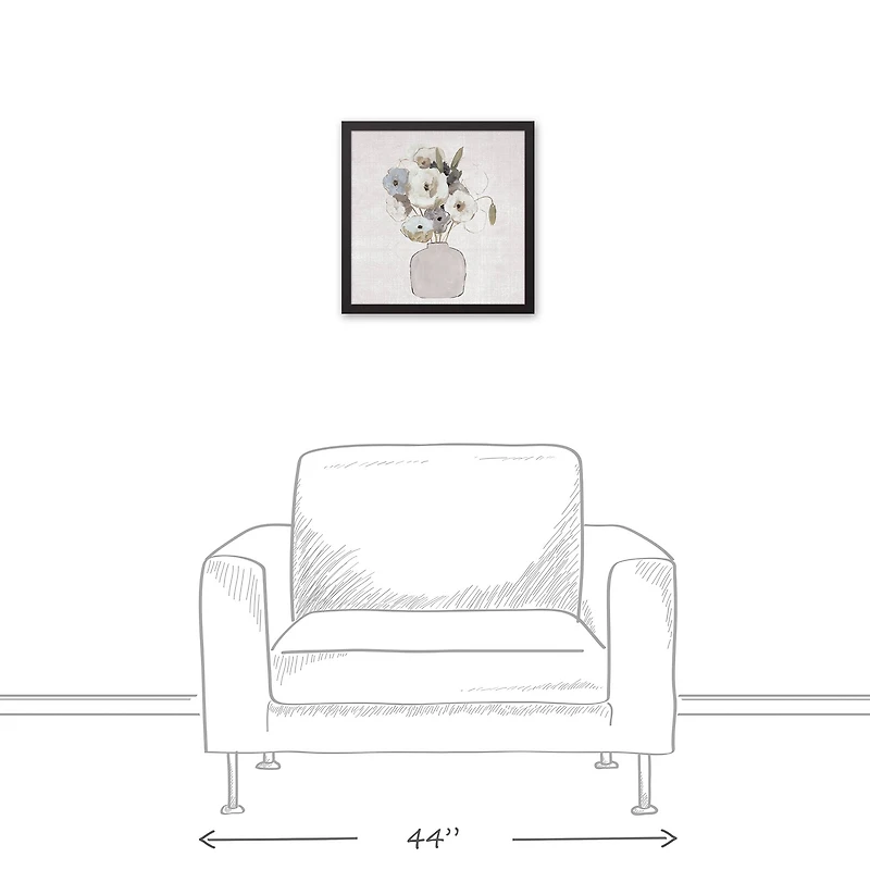 Sketchy Muted Florals Black Framed Canvas