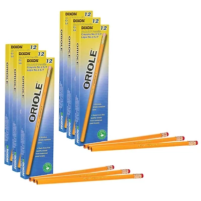 Oriole® #2.5 Medium Yellow Unsharpened Pencils, 6 Packs of 12