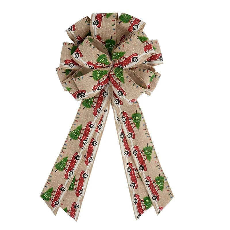 21" Faux Linen Christmas Car Tree Bow by Celebrate It®