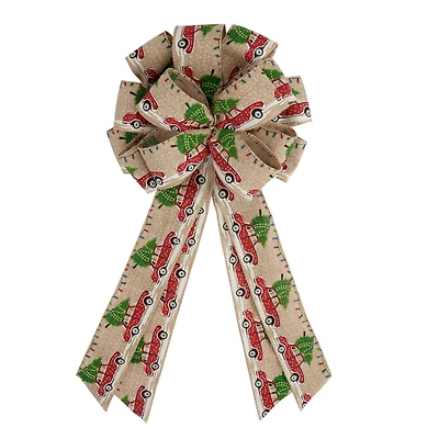 21" Faux Linen Christmas Car Tree Bow by Celebrate It®