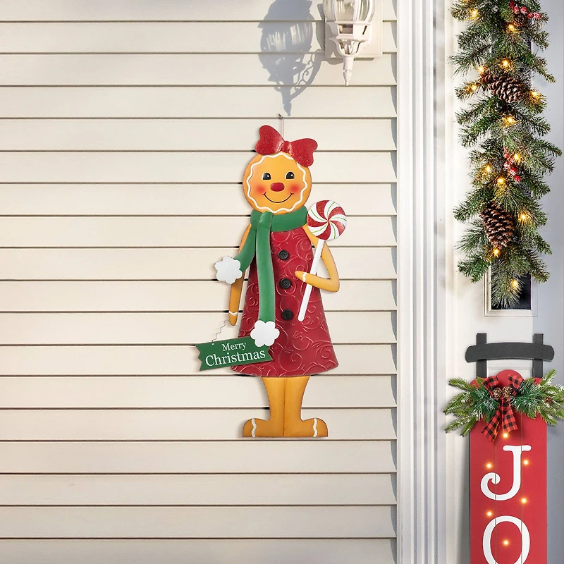 Glitzhome® 36" Metal Christmas Gingerbread Man Yard Stake
