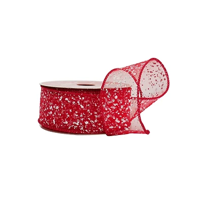 1.5" x 30ft. Red Sugar Wired Sheer Ribbon by Celebrate It®