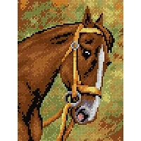 Orchidea Needlepoint Canvas For Halfstitch Without Yarn Chestnut Horse - Printed Tapestry Canvas