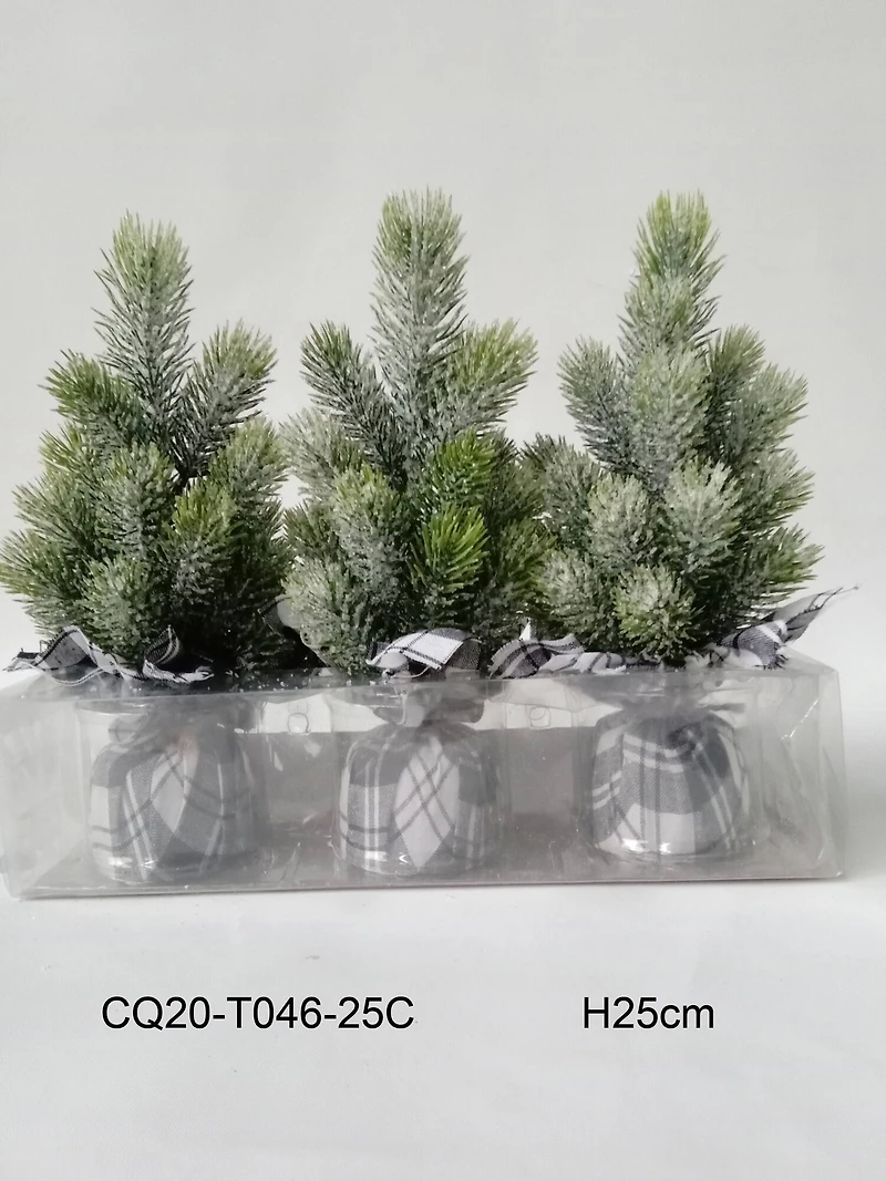 10" Unlit Iced Pine Artificial Christmas Tree Set
