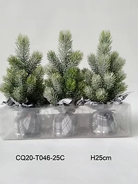 10" Unlit Iced Pine Artificial Christmas Tree Set