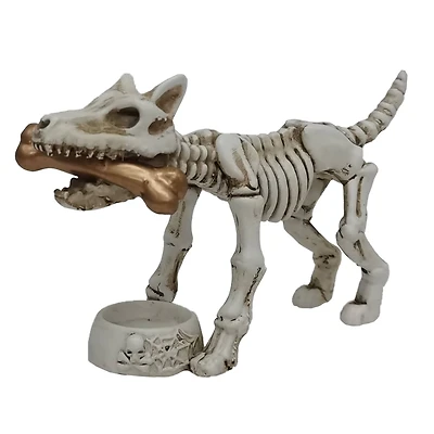 4.5" Skeleton Dog with Bone & Food Bowl Tabletop Décor by Ashland®