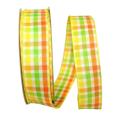 JAM Paper 1.5" x 50yd. Everyday Plaid Comb. 2 Value Wired Ribbon