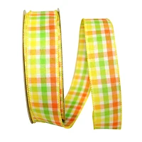 JAM Paper 1.5" x 50yd. Everyday Plaid Comb. 2 Value Wired Ribbon