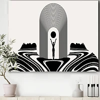 Designart - Empowered Cosmic Women Geometric Goddess Series Black And White III