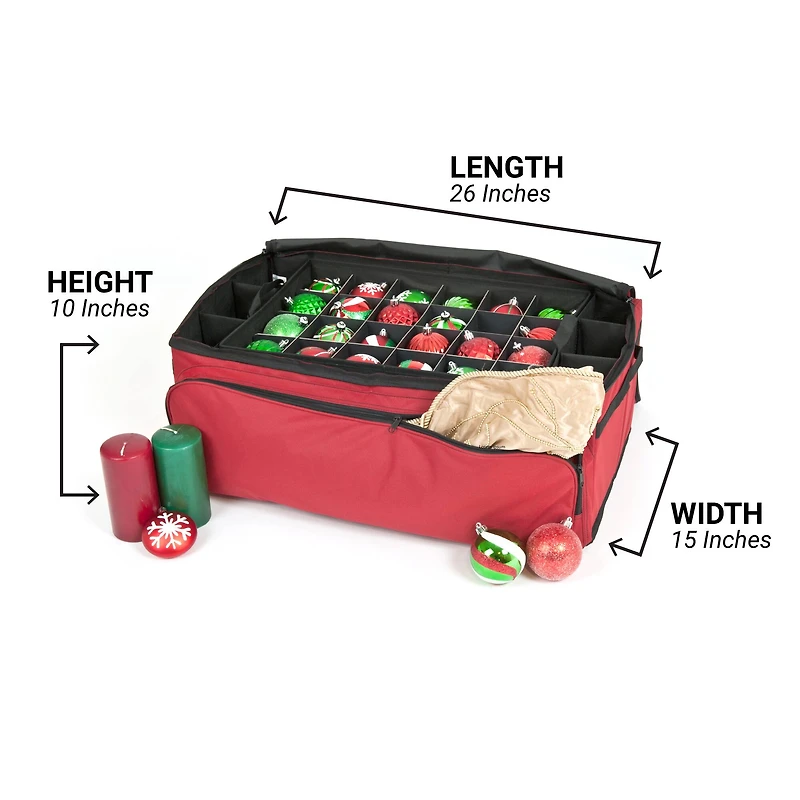 Santa's Bag 72ct. 3" Christmas Ornament Storage Box with Side Pockets