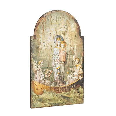 Hello Honey® Vintage Mary & Angels Image on Decorative Wood Wall Décor