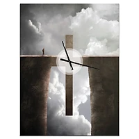 Designart Big Cross Between Two Cliffs Rectangular Wall Clock