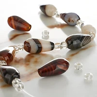 Brown Striped Dyed Agate Teardrop Beads, 8mm by Bead Landing™