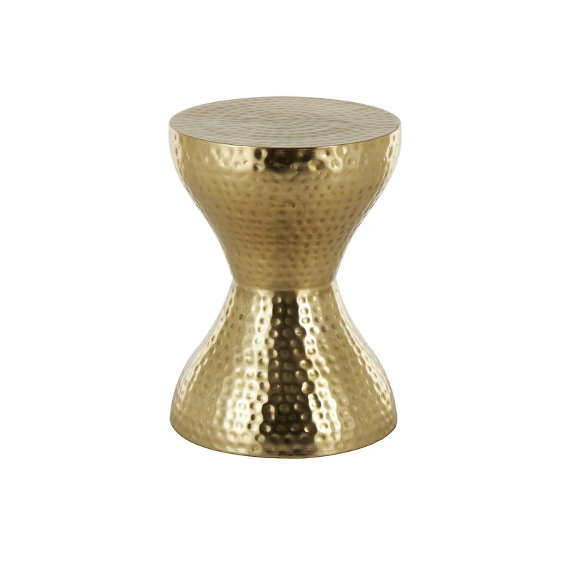 18.5" Gold Metal Hammered Accent Table with Hourglass Shape