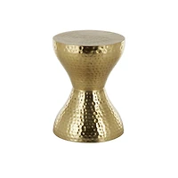 18.5" Gold Metal Hammered Accent Table with Hourglass Shape