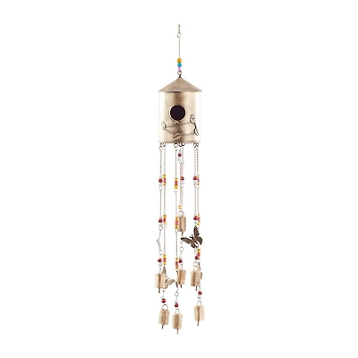 32" Bronze Colored Metal Rustic Birdhouse Windchime