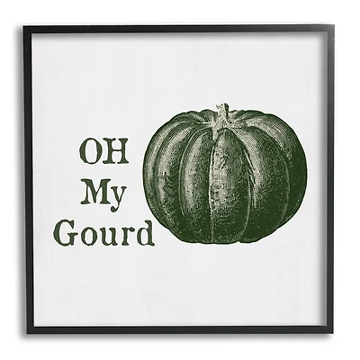 Stupell Industries Oh My Gourd Fall Pumpkin Framed Giclee Art