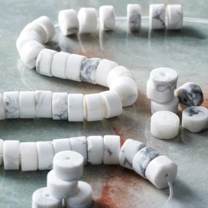 12 Pack: White Howlite Round Heishi Beads by Bead Landing™, 6mm