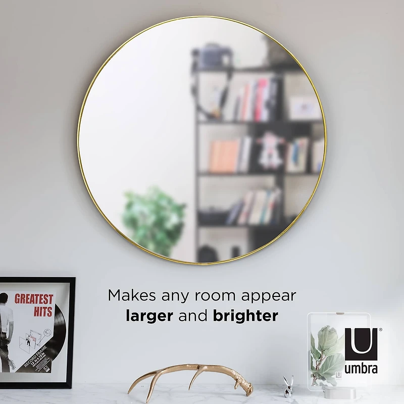 Umbra 34" Brass Hubba Round Wall Mirror