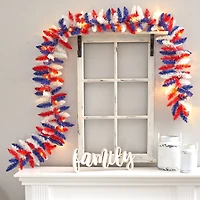 9ft. Warm LED Light Patriotic Garland