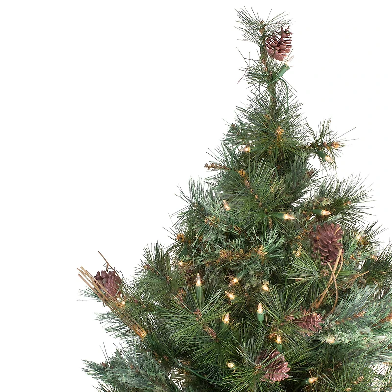 3ft. Pre-Lit Country Mixed Pine Artificial Christmas Wall or Door Tree, Clear Lights