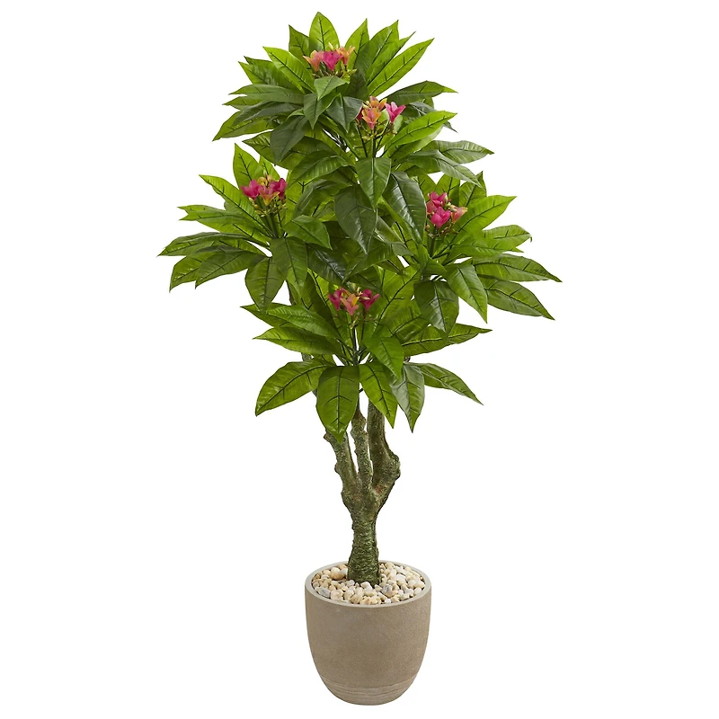 5ft. UV Resistant Plumeria Artificial Tree in Decorative Planter