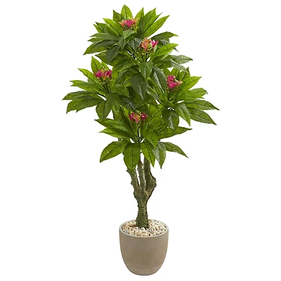 5ft. UV Resistant Plumeria Artificial Tree in Decorative Planter