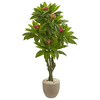 5ft. UV Resistant Plumeria Artificial Tree in Decorative Planter