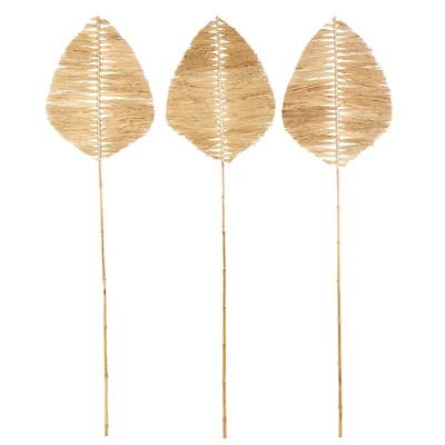 79" Light Brown Bamboo Wood Handmade Palm Leaves, 3ct.