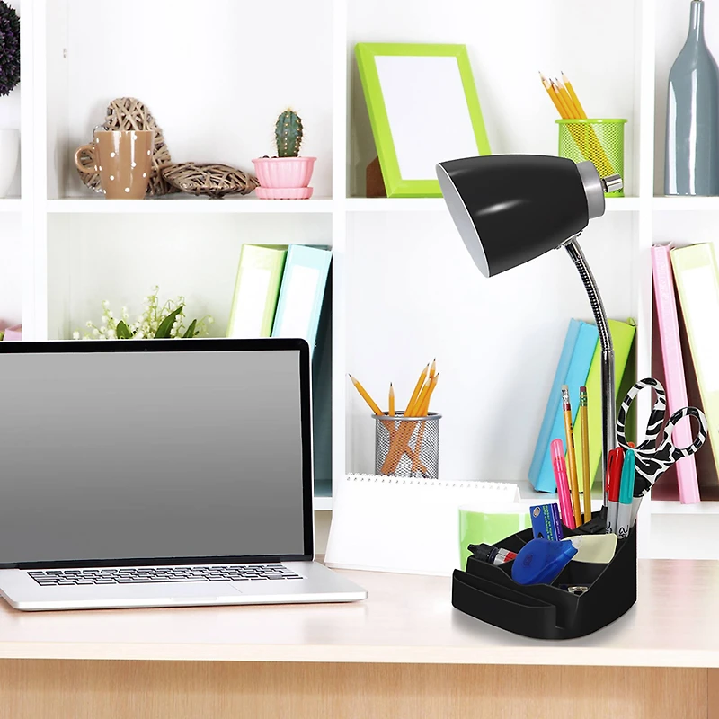 LimeLights 18.5" Gooseneck Desk Lamp with Tablet Stand and Charging Outlet