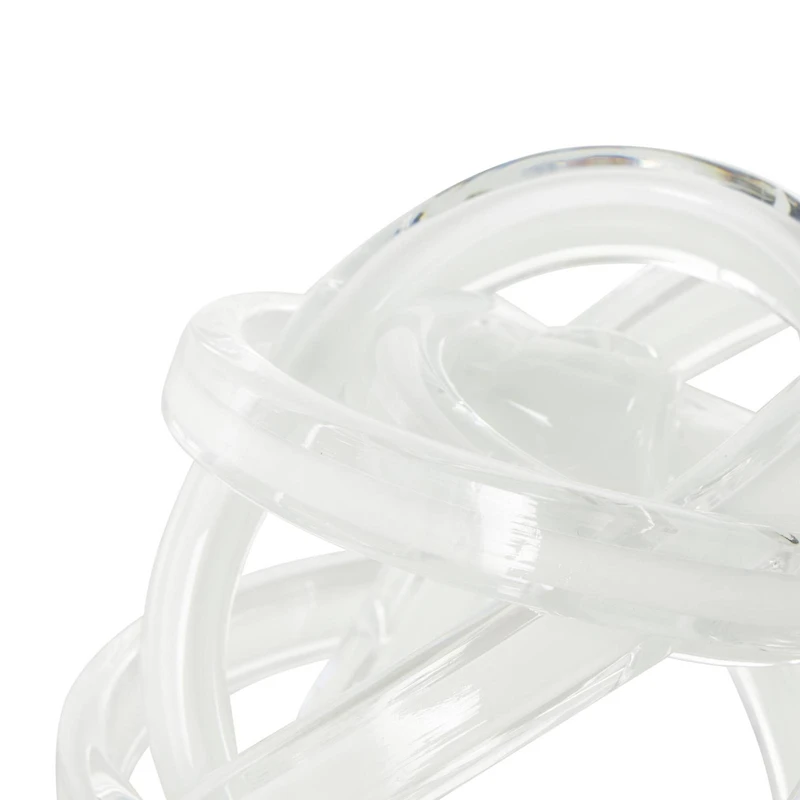 7" White Glass Knot Twisted Sculpture