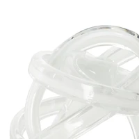 7" White Glass Knot Twisted Sculpture