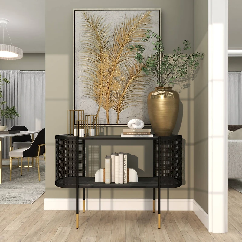 18" Gold Aluminum Brushed Vase with Hammered Top