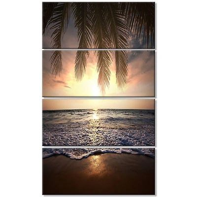 Designart - Tropical Beach with Palm Leaves