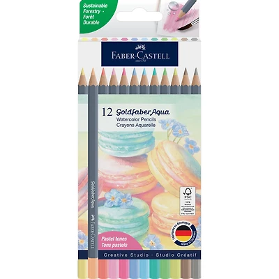 Faber-Castell® Goldfaber Aqua 12 Color Pastel Watercolor Pencil Set