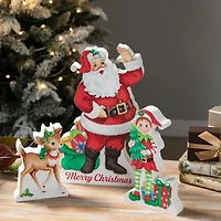 Glitzhome® Wooden Christmas Santa, Elf & Reindeer Table Décor Set