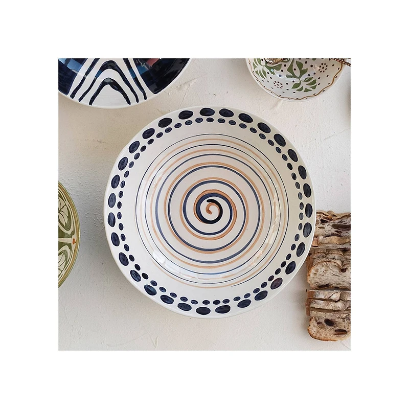 Hello Honey® 14.75" Round Hand-Painted Stoneware Serving Bowl with Design