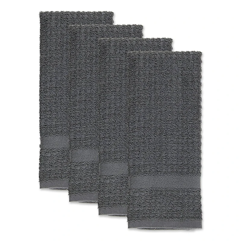 DII® Solid Mineral Gray Waffle Terry Dishtowels, 4ct.