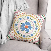 18" Floral Ring Mandala Spun Poly Pillow