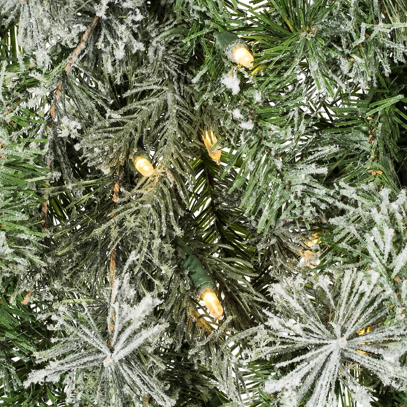 60" Pre-Lit Flocked Kiana Artificial Christmas Wreath, Warm White Dura-Lit® LED Mini Lights