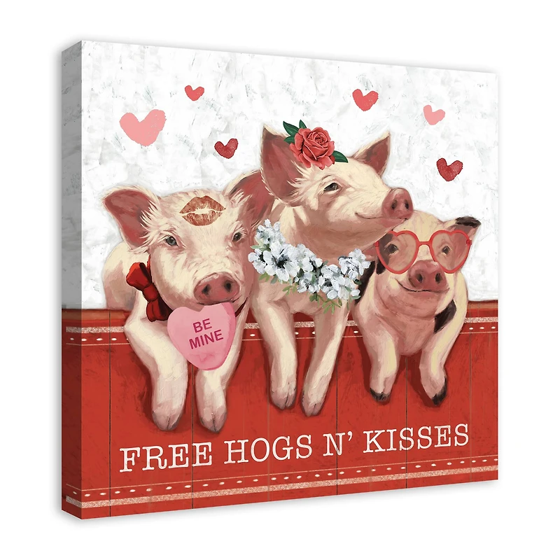 Free Hogs & Kisses Canvas Wall Art