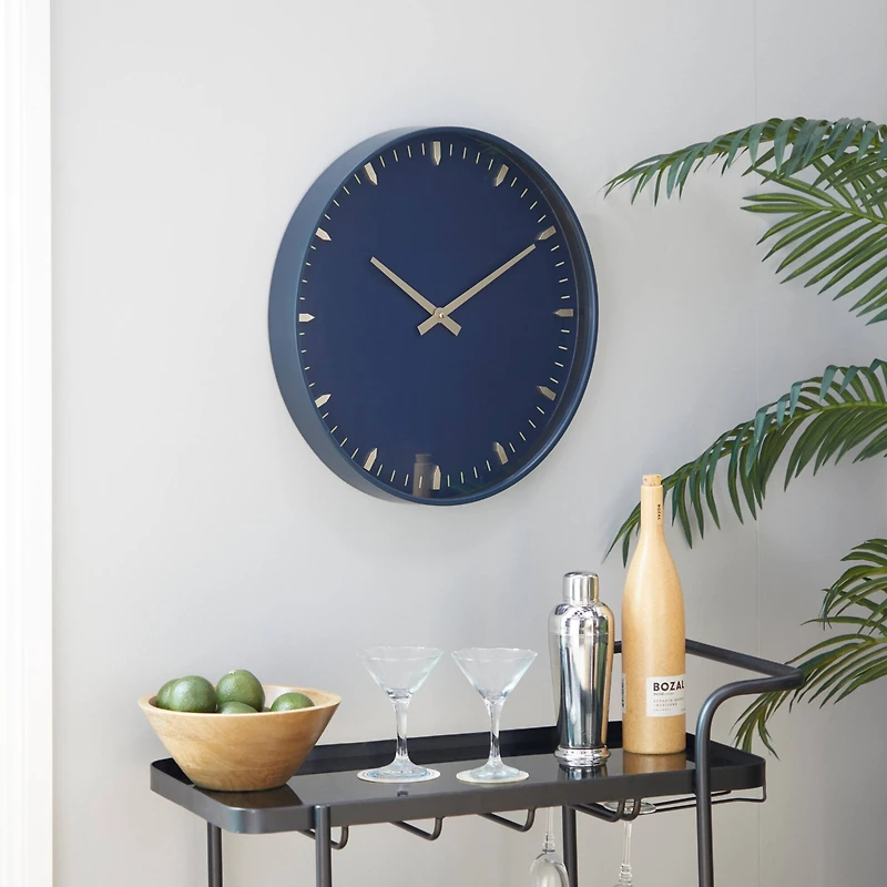 Black Glass Contemporary Wall Clock, 20" x 20" x 3"