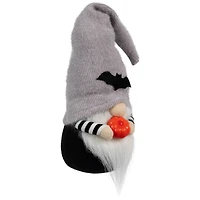 8" Halloween Bat Standing Gnome with Pumpkin