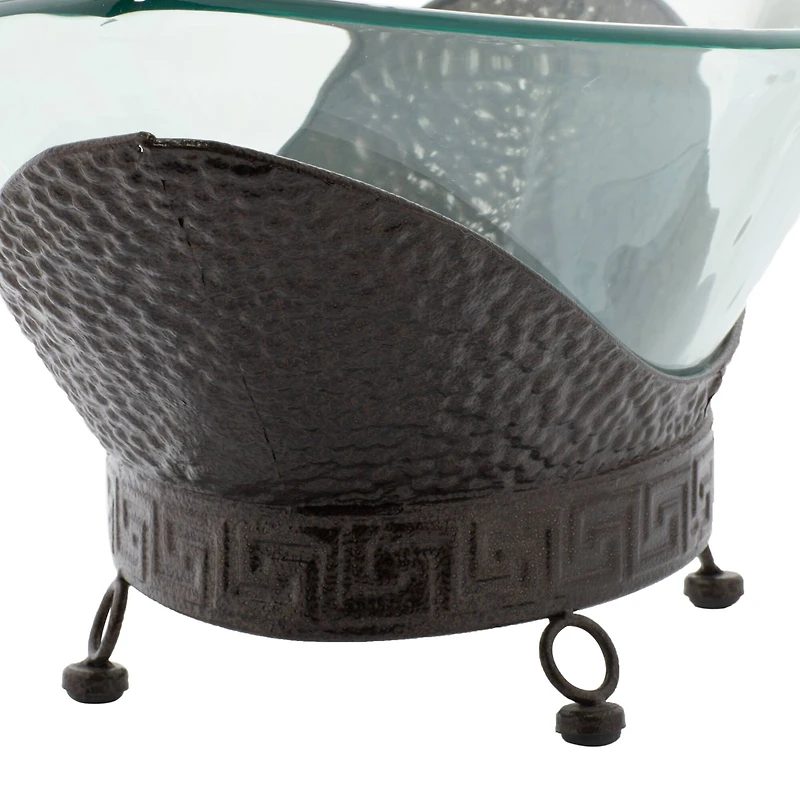 Copper Glass and Metal Traditional Serving Stand, 8" x 24" x 14"