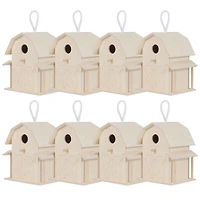 8 Pack: 8" Wood Barn Birdhouse by Make Market®