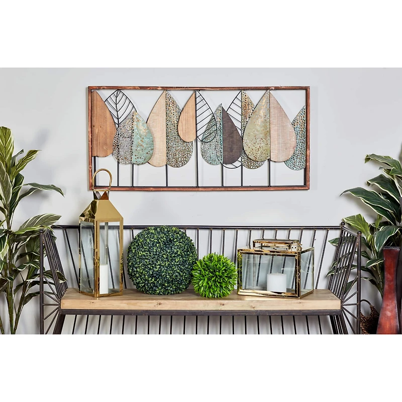 47" Brown Modern Leaves Wall Décor