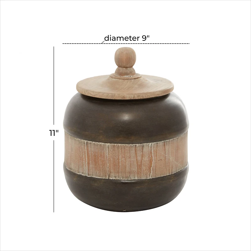 11" Brown Metal Rustic Decorative Jar