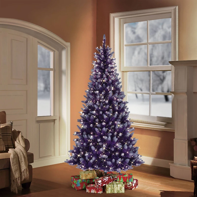 6.5ft. Pre-Lit Fashion Purple Artificial Christmas Tree, Clear Lights