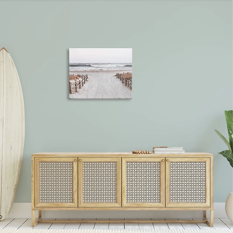 Stupell Industries Beach Wave Shoreline Foggy Horizon Canvas Wall Art